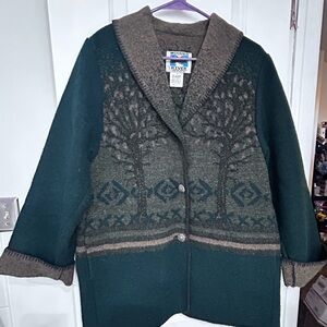 Wooded River Clothing Co vintage Wool Blend Blanket Coat birds  in Woods S